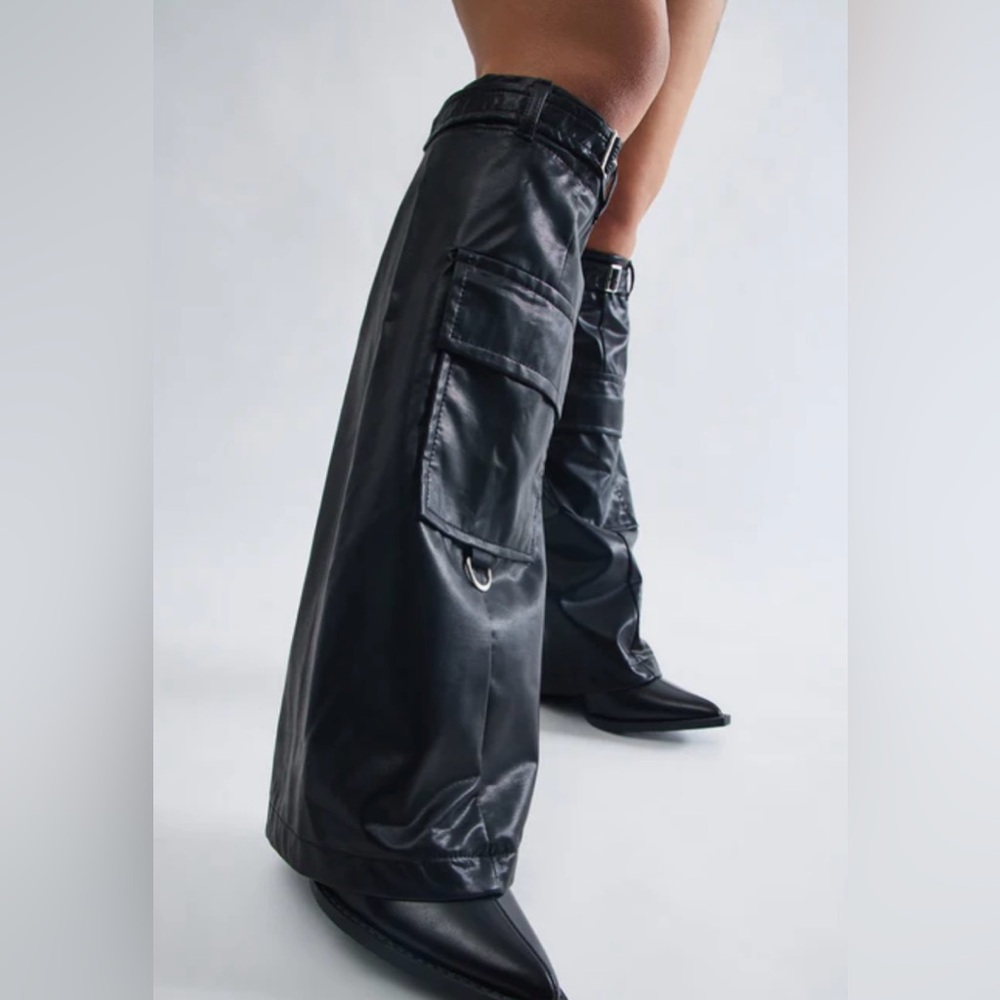 Black Leather-like Leg Warmers